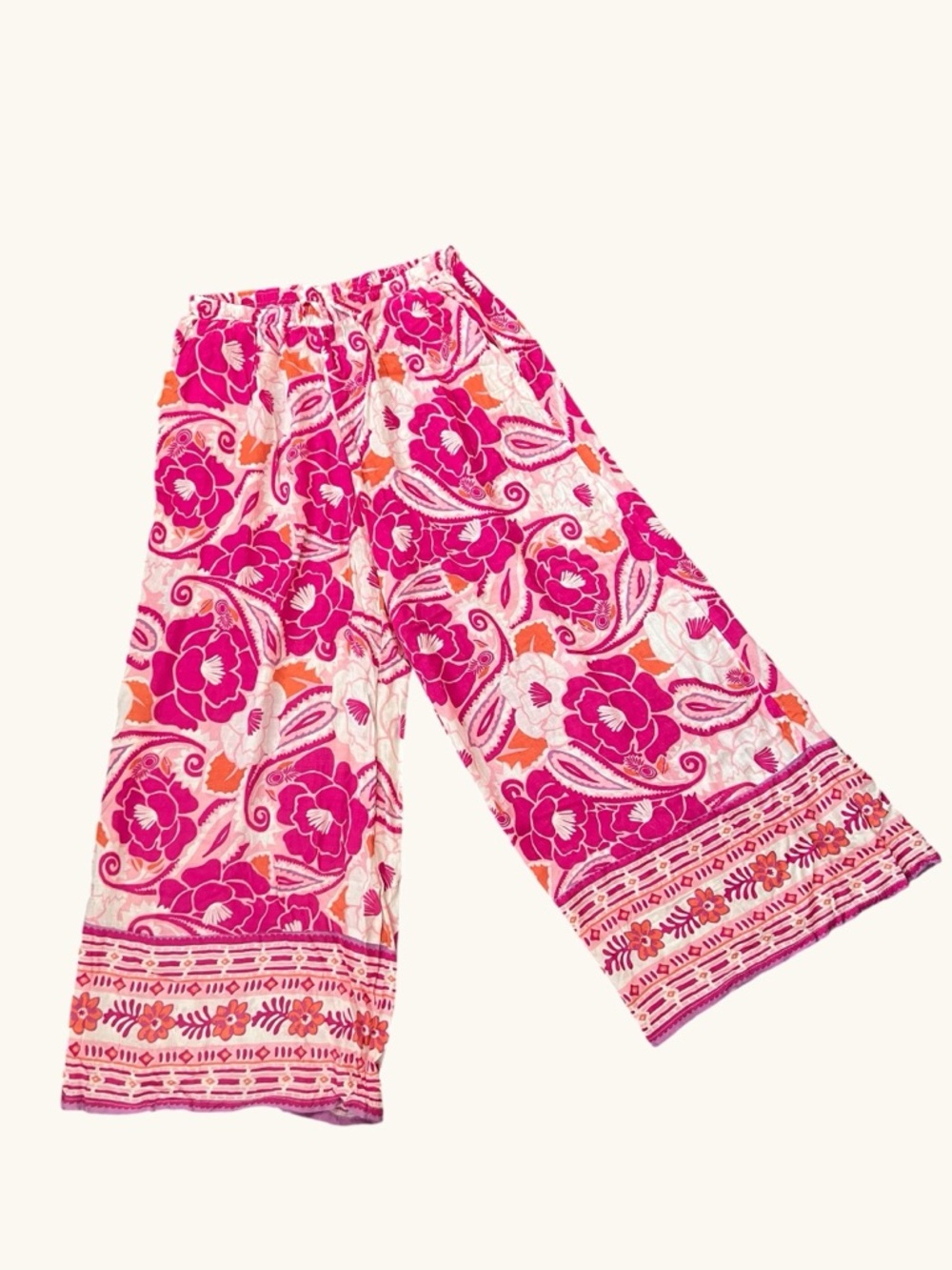 Nicole Miller New York Hot Pink & Orange Printed Pull-On Pants